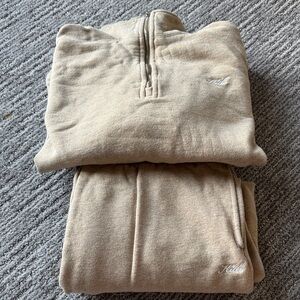 Kith Tan Khaki Zip-Up Sweater and Sweatpants Joggers Set Women’s Size Large